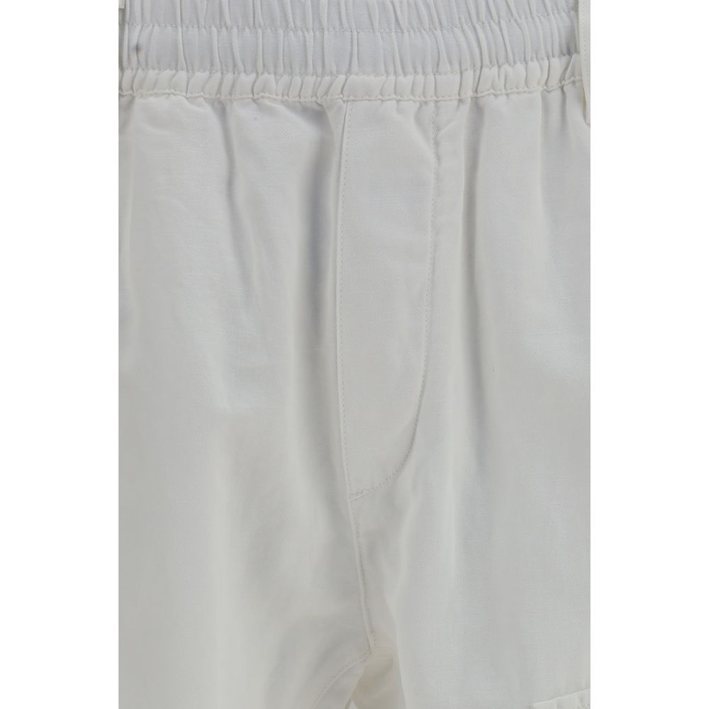 C.P. Company White Cotton Cargo Pants