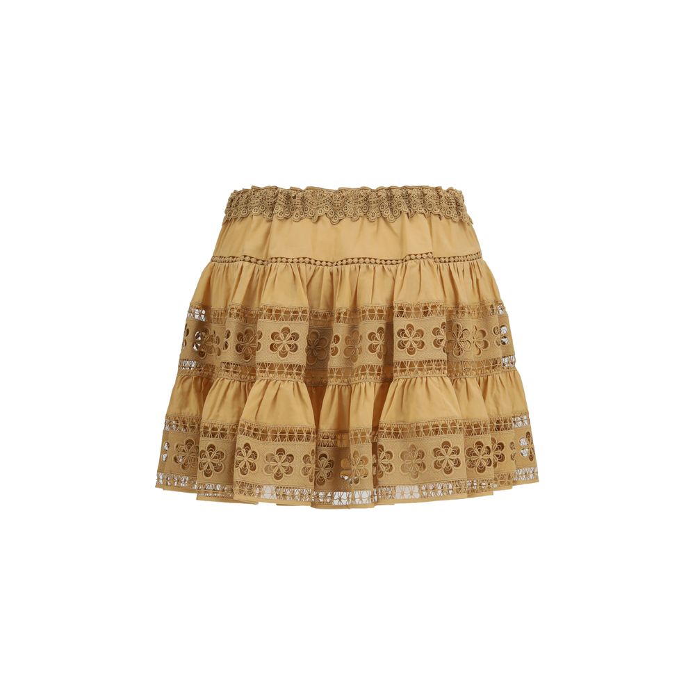 Charo Ruiz Brown Cotton Mini Skirt