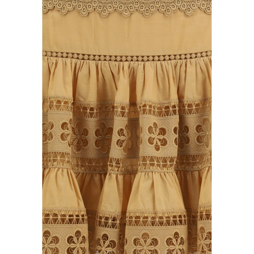 Charo Ruiz Brown Cotton Mini Skirt