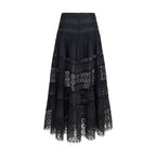 Charo Ruiz Black Cotton Long Skirt