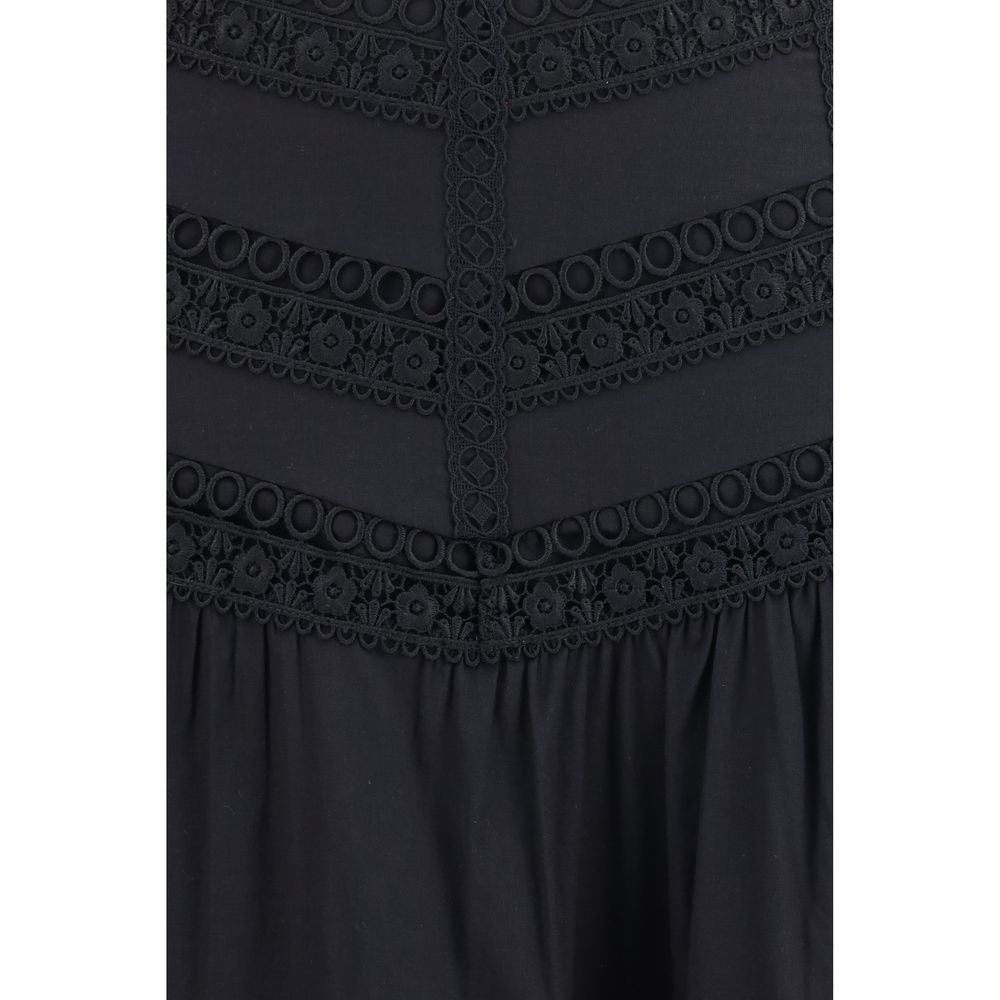 Charo Ruiz Black Cotton Long Skirt
