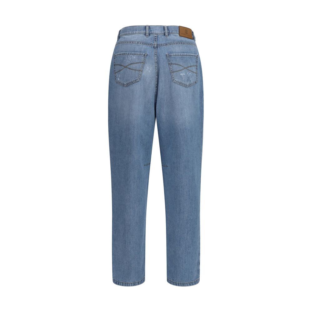 Brunello Cucinelli Blue Cotton Straight-Leg Jeans