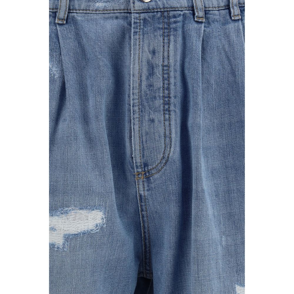 Brunello Cucinelli Blue Cotton Straight-Leg Jeans