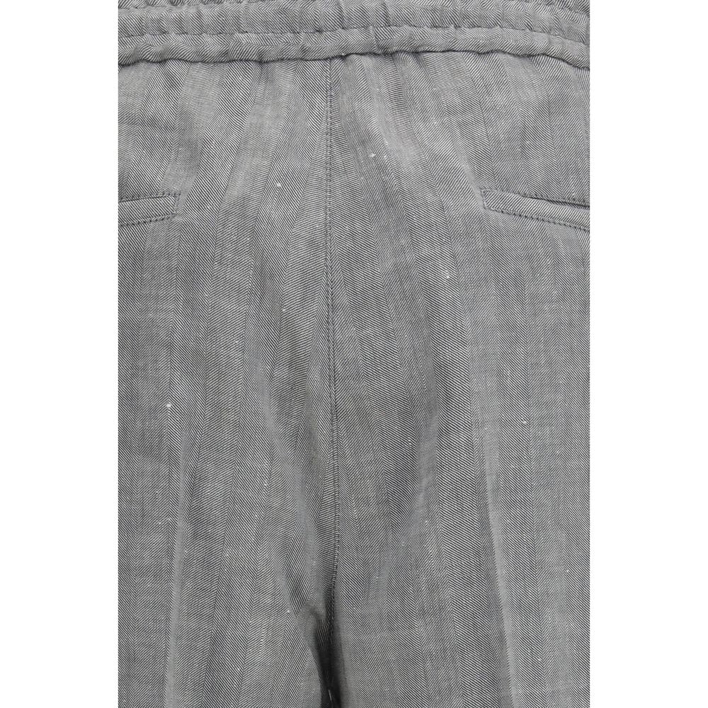 Brunello Cucinelli Gray Linen Casual Pants