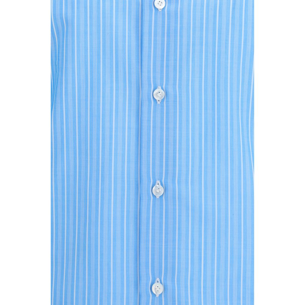 Finamore Blue Cotton Pattern Shirt