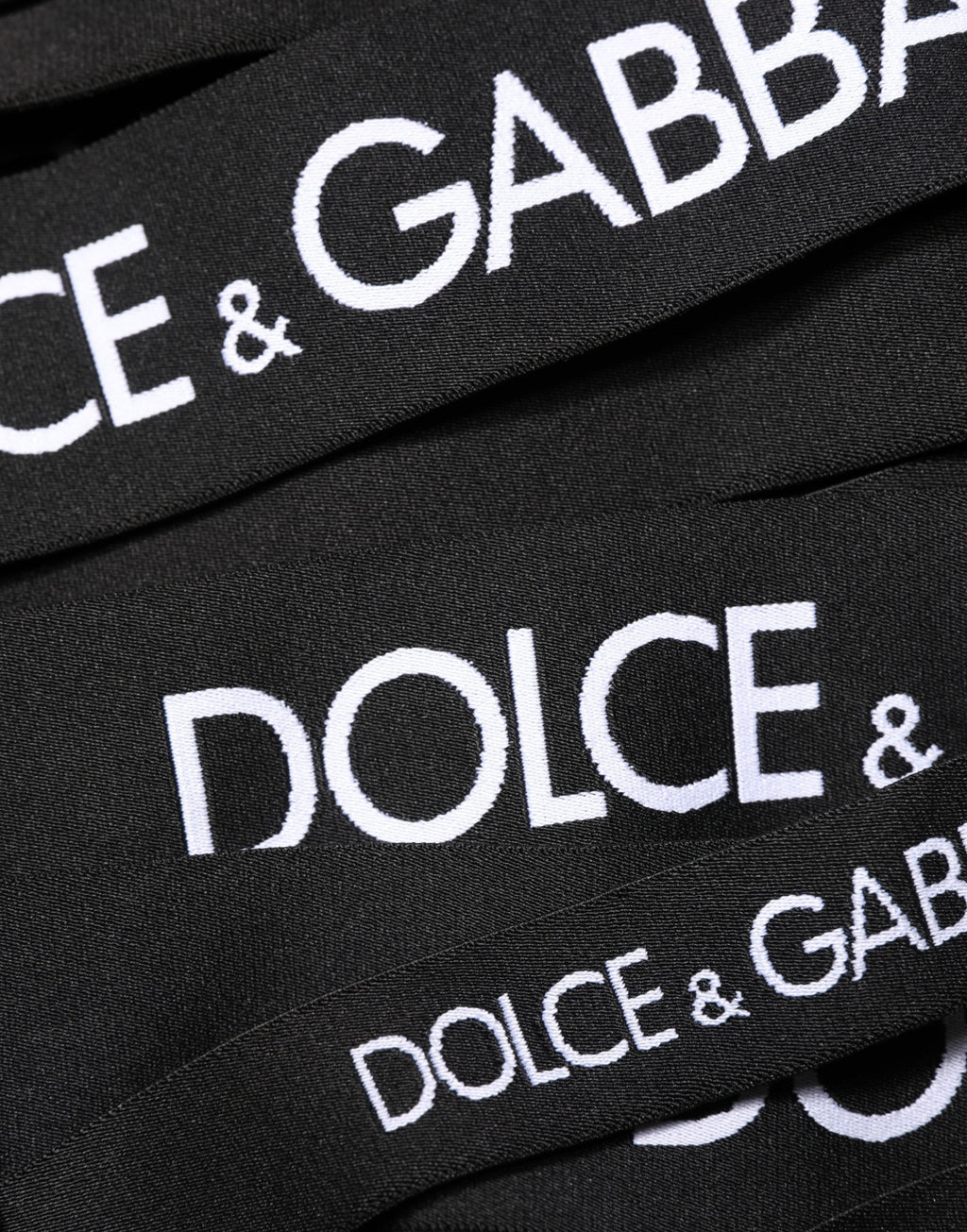 Dolce & Gabbana Black Logo Tape Cutout Bodycon Sheath Dress