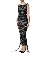 Dolce & Gabbana Black Logo Tape Cutout Bodycon Sheath Dress