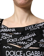 Dolce & Gabbana Black Logo Tape Cutout Bodycon Sheath Dress