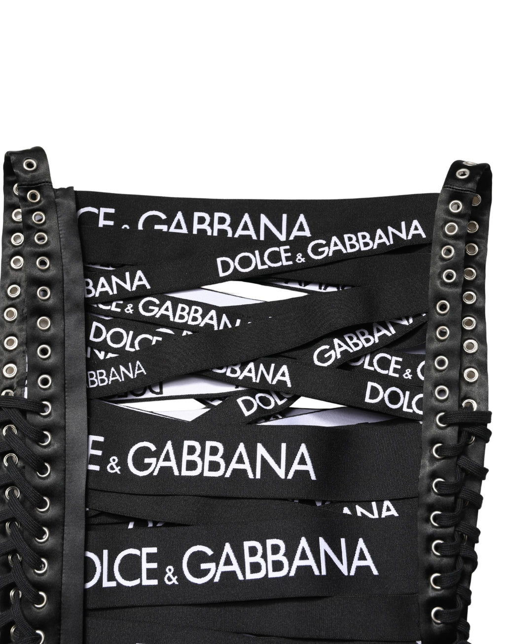 Dolce & Gabbana Black Logo Tape Cutout Bodycon Sheath Dress