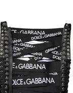 Dolce & Gabbana Black Logo Tape Cutout Bodycon Sheath Dress