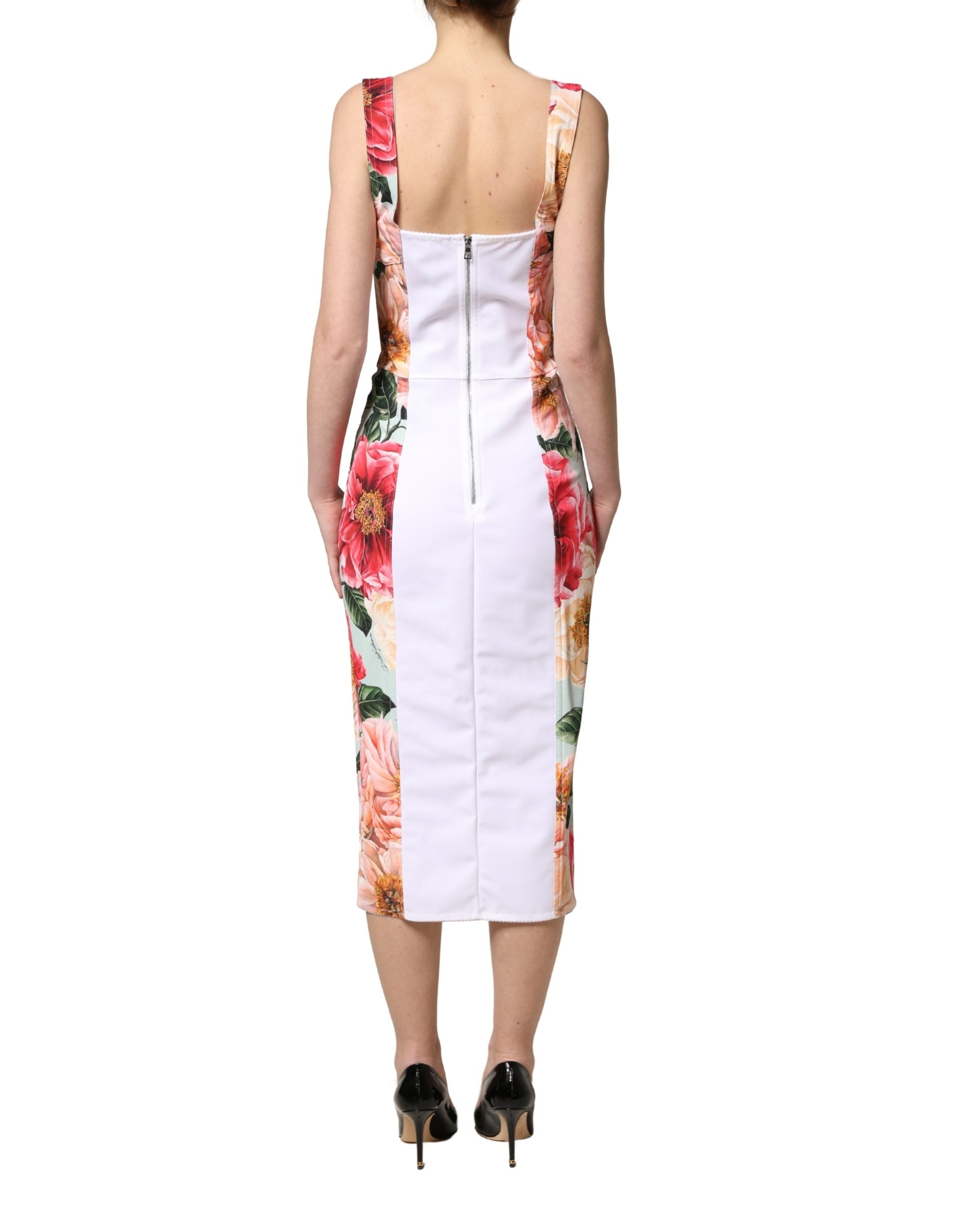 Dolce & Gabbana Multicolor Floral Print Viscose Sheath Dress