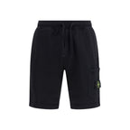 Stone Island Black Cotton Bermuda Shorts