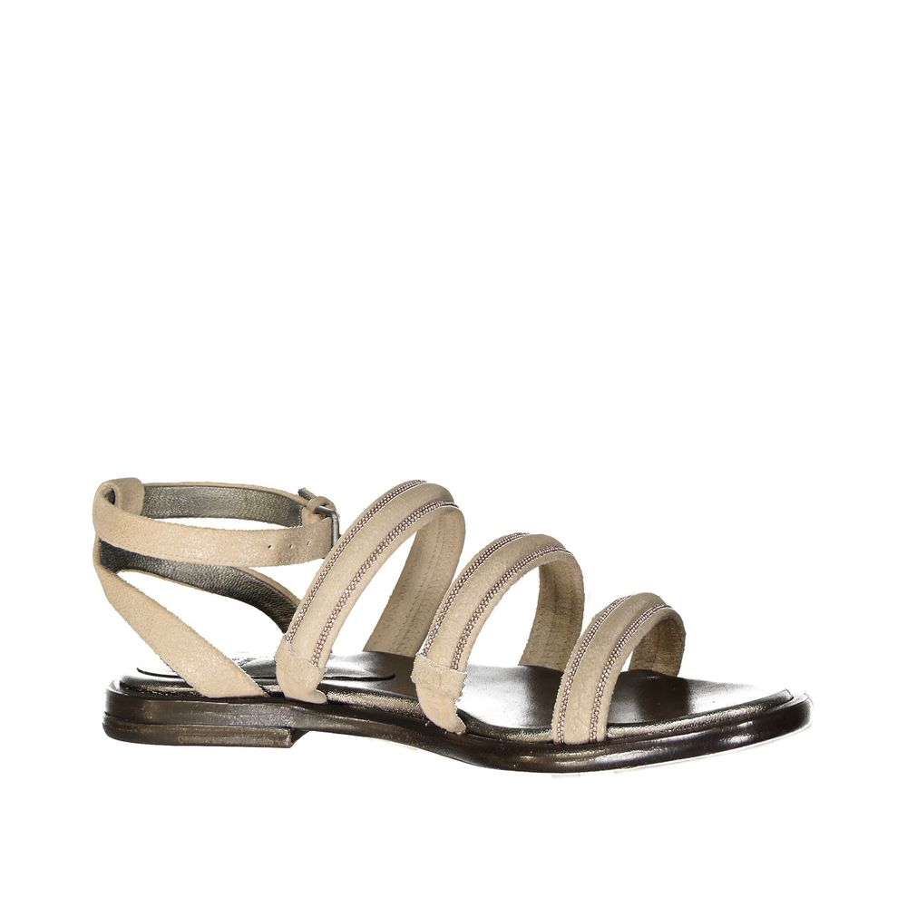 Brunello Cucinelli Beige Calfskin Flat Sandals