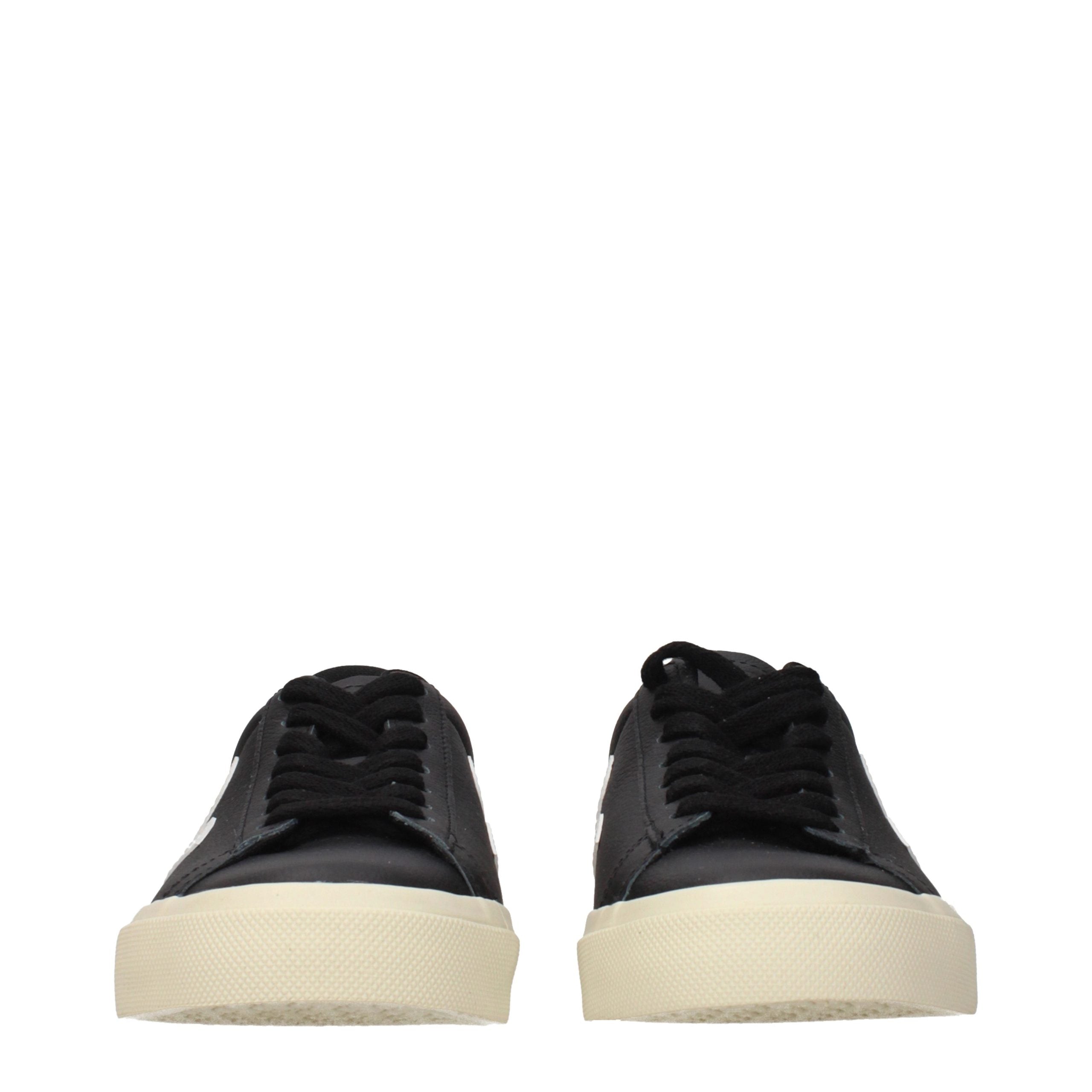 Veja Black Leather Low Top Sneakers