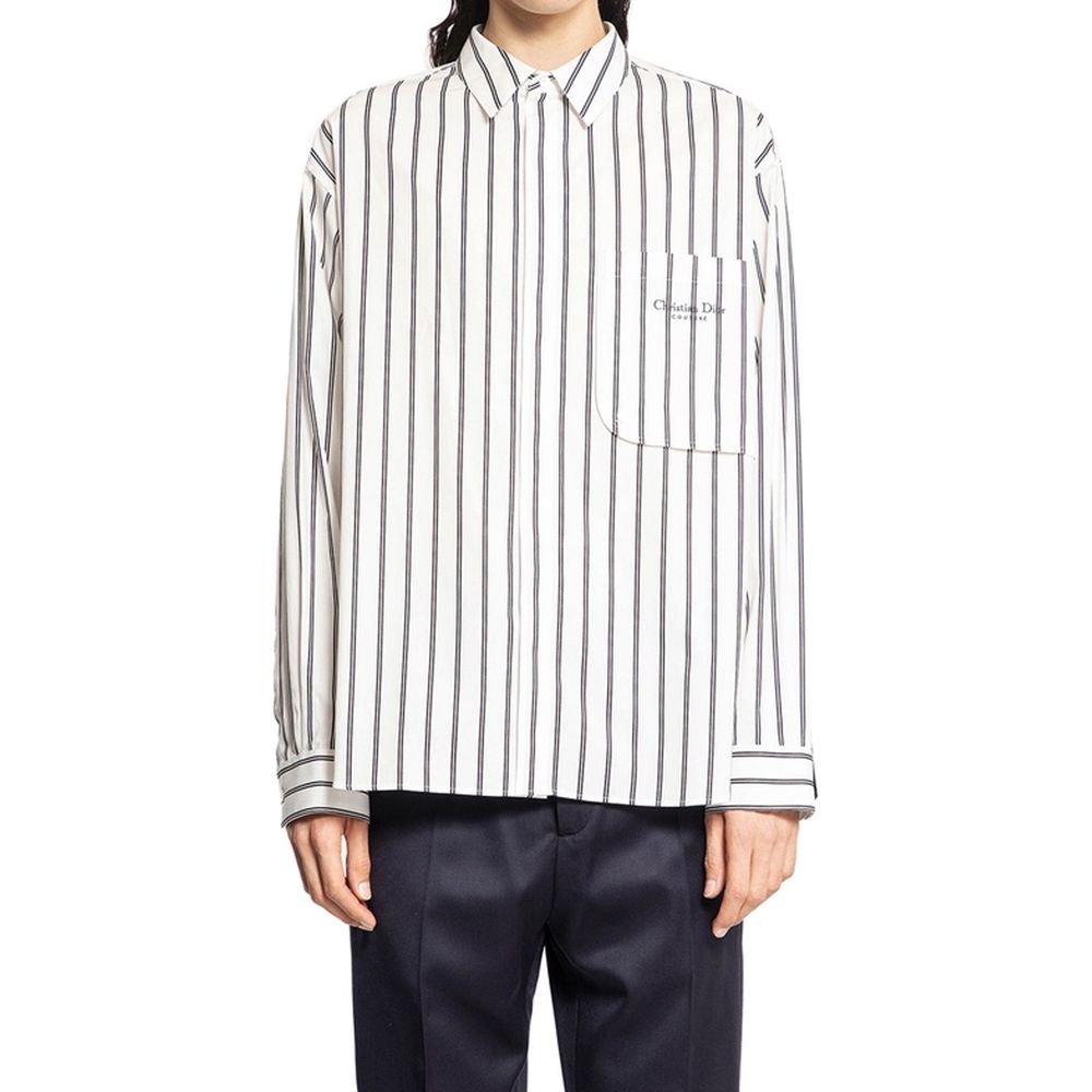 Dior White Cotton Pattern Shirt