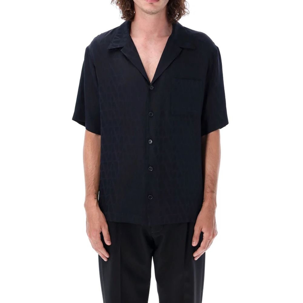 Valentino Blue Silk Pattern Shirt