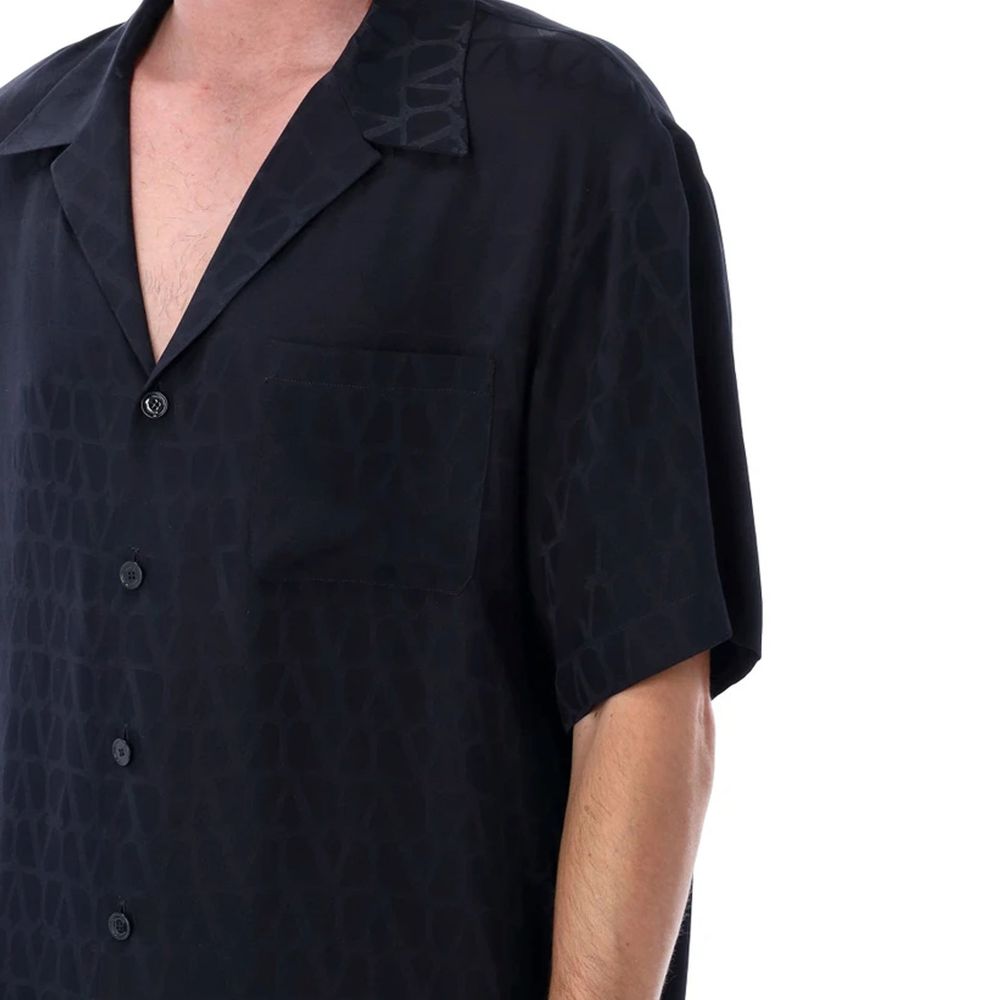 Valentino Blue Silk Pattern Shirt