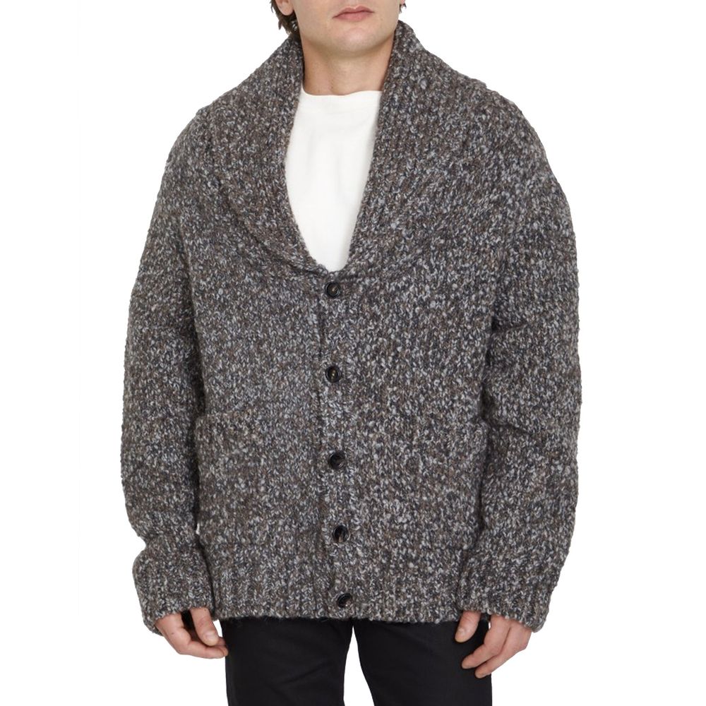 Bottega Veneta Gray Alpaca Leather Cardigan