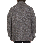 Bottega Veneta Gray Alpaca Leather Cardigan