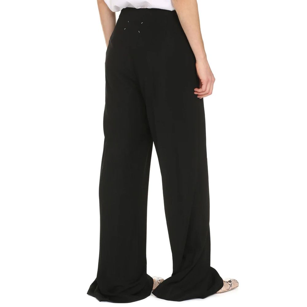 Maison Margiela Black Viscose Casual Pants