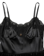 Dolce & Gabbana Black Silk Satin Lace Sleeveless Mini Dress