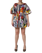 Dolce & Gabbana Multicolor Patchwork Cotton Poplin Mini Dress