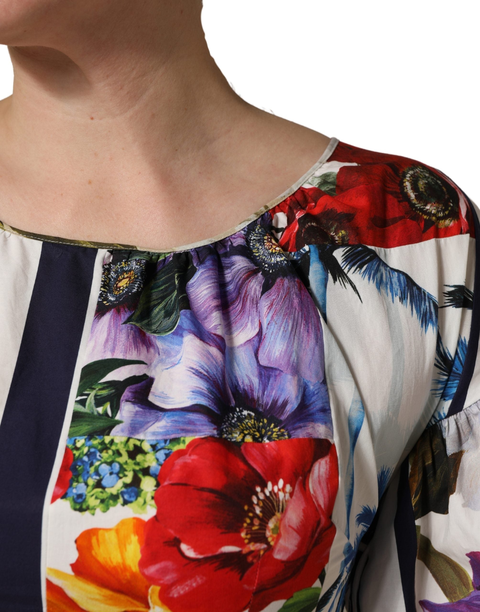 Dolce & Gabbana Multicolor Patchwork Cotton Poplin Mini Dress