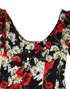 Dolce & Gabbana Black Floral Silk Long Sleeves Gown Dress