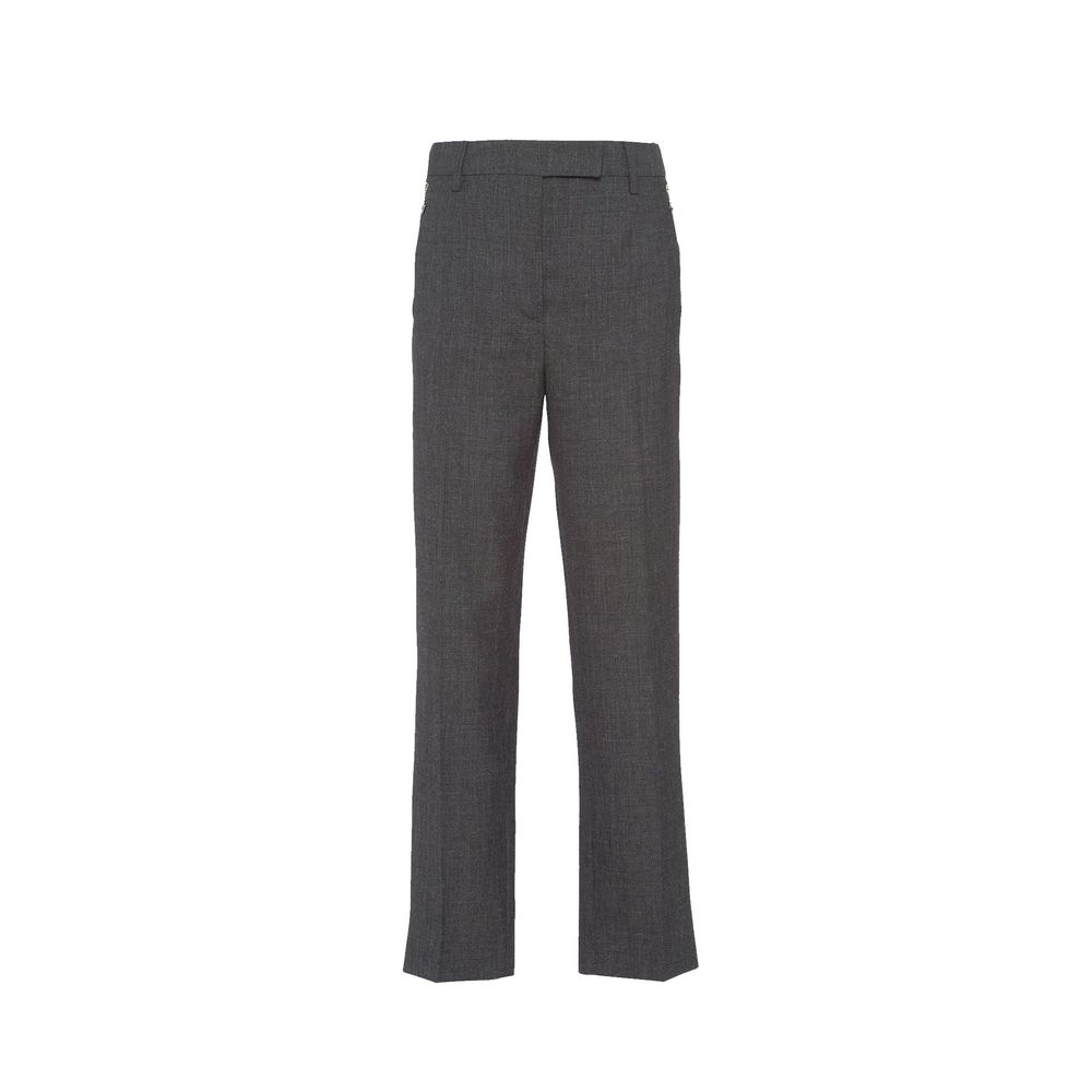 Prada Gray Virgin Wool Dress Pants