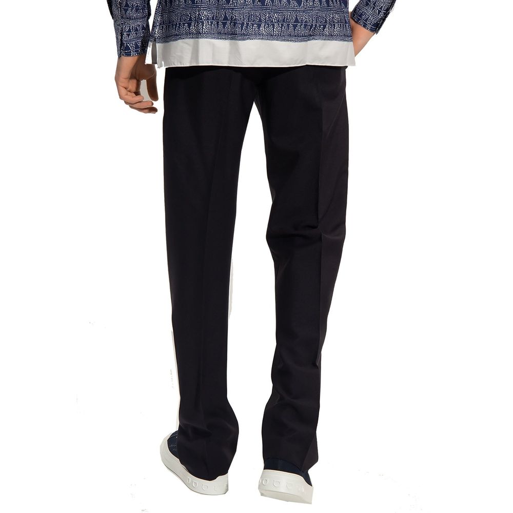 Salvatore Ferragamo Blue Cotton Casual Pants