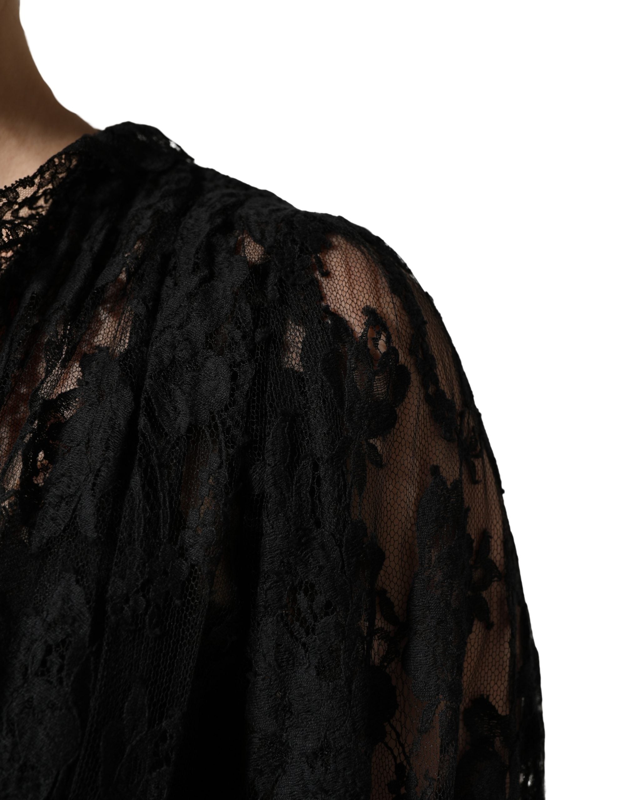 Dolce & Gabbana Black Lace A-line Long Evening Gown Dress