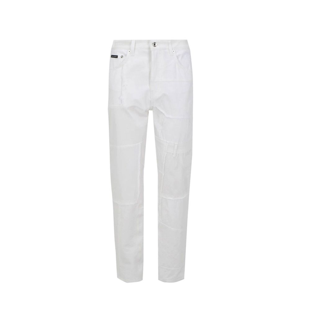 Dolce & Gabbana White Cotton Straight-Leg Jeans