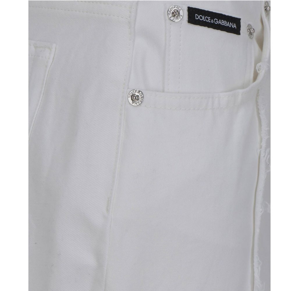 Dolce & Gabbana White Cotton Straight-Leg Jeans