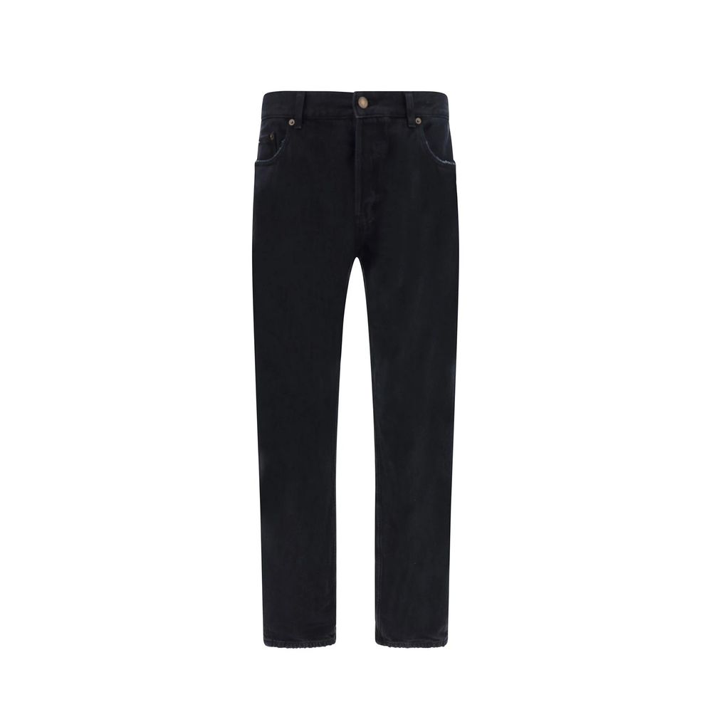 Saint Laurent Black Cotton Straight-Leg Jeans