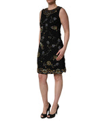 Dolce & Gabbana Black Sleeveless Floral Bead Embellishments Dress