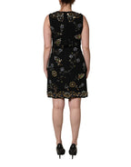 Dolce & Gabbana Black Sleeveless Floral Bead Embellishments Dress