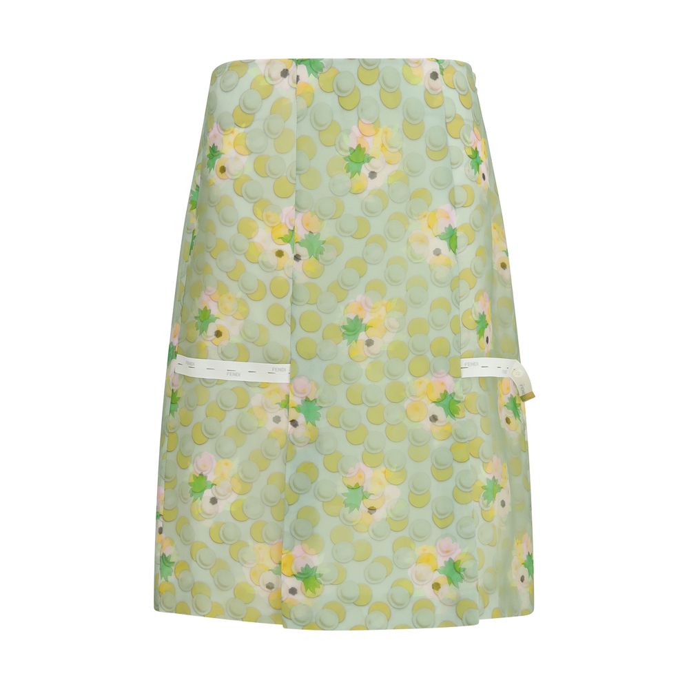 Fendi Multicolor Silk Midi Skirt