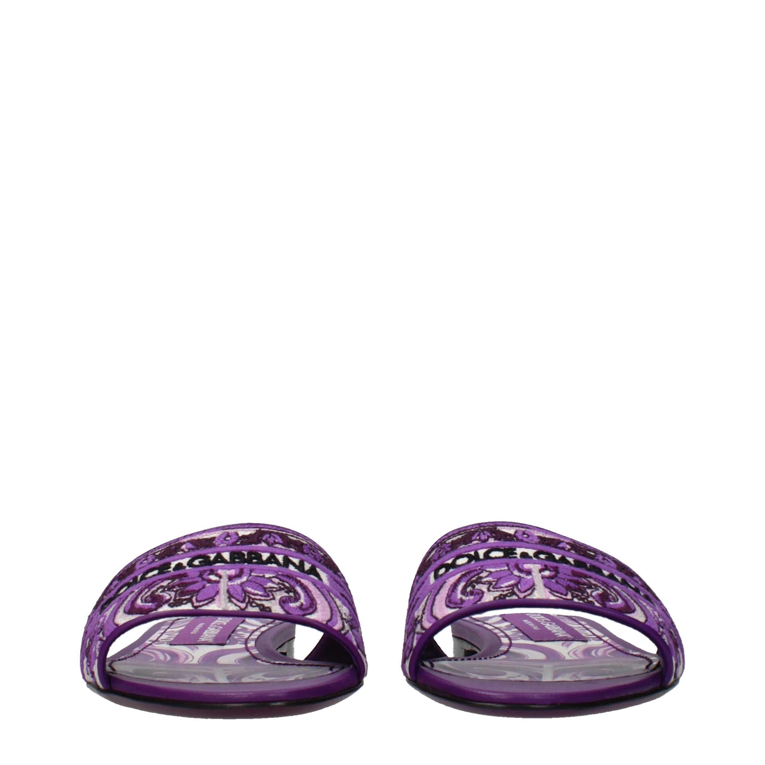 Dolce & Gabbana Purple Fabric Slippers