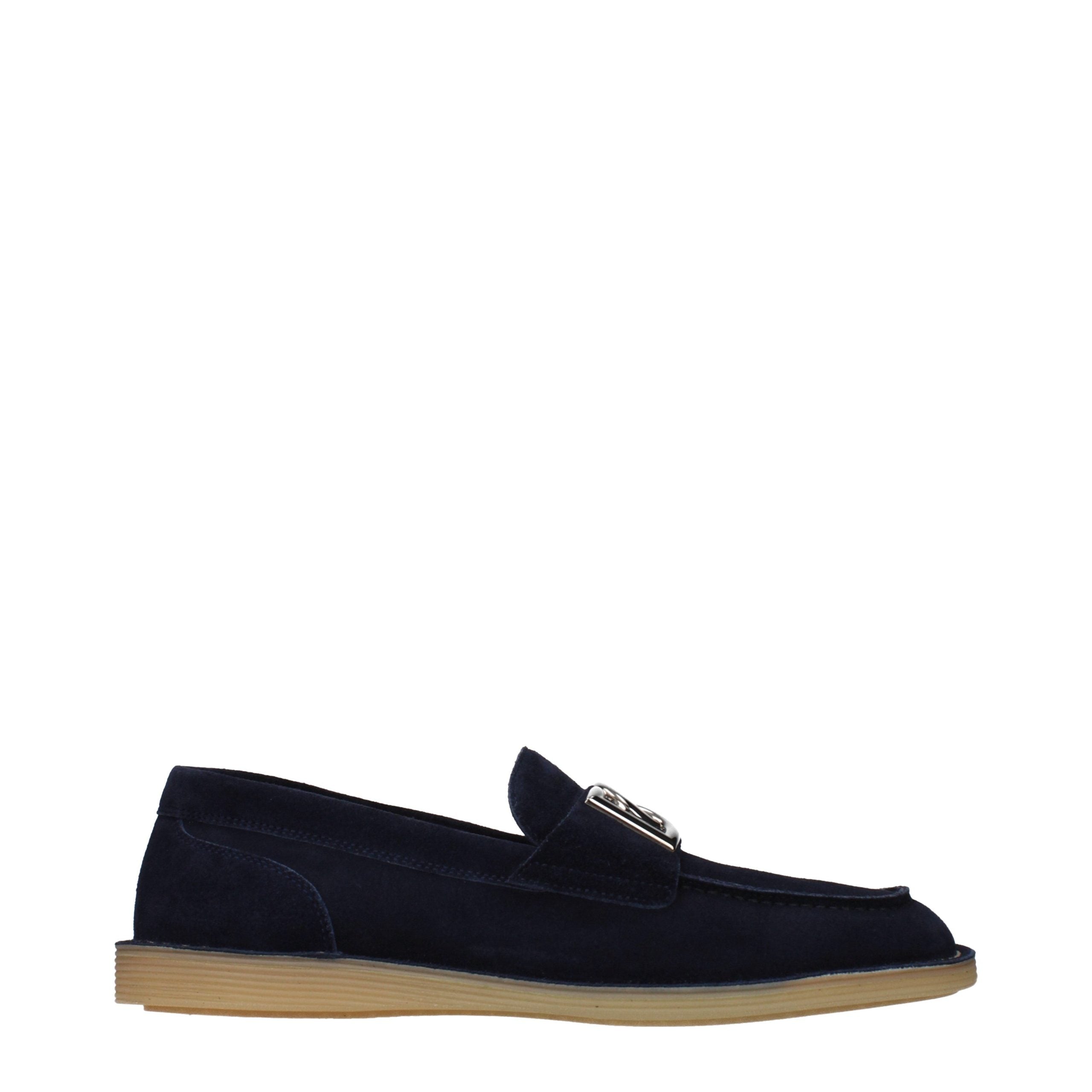 Dolce & Gabbana Blue Leather Slip-On Loafers