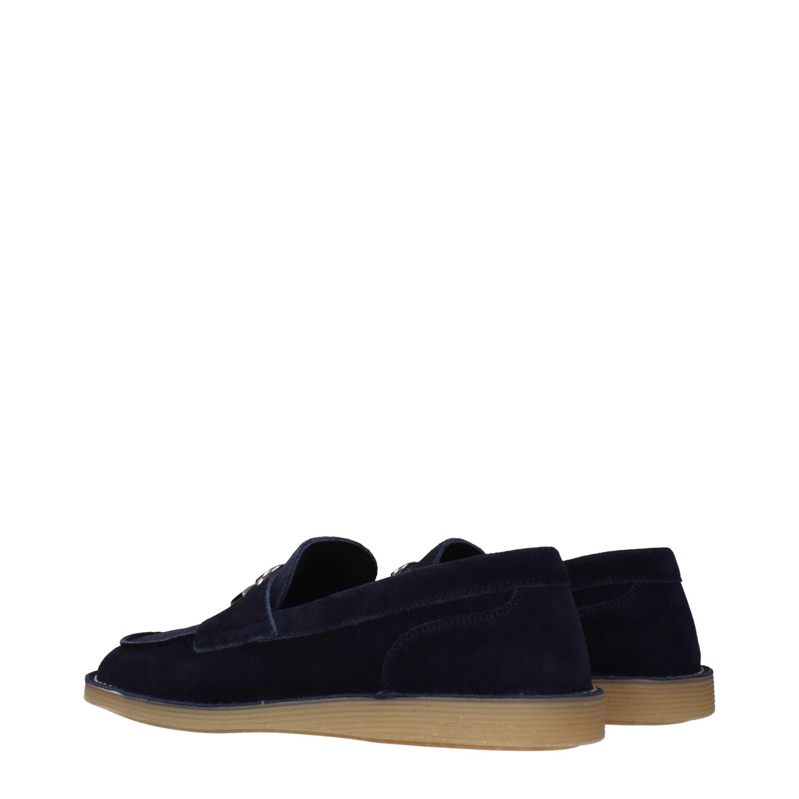 Dolce & Gabbana Blue Leather Slip-On Loafers