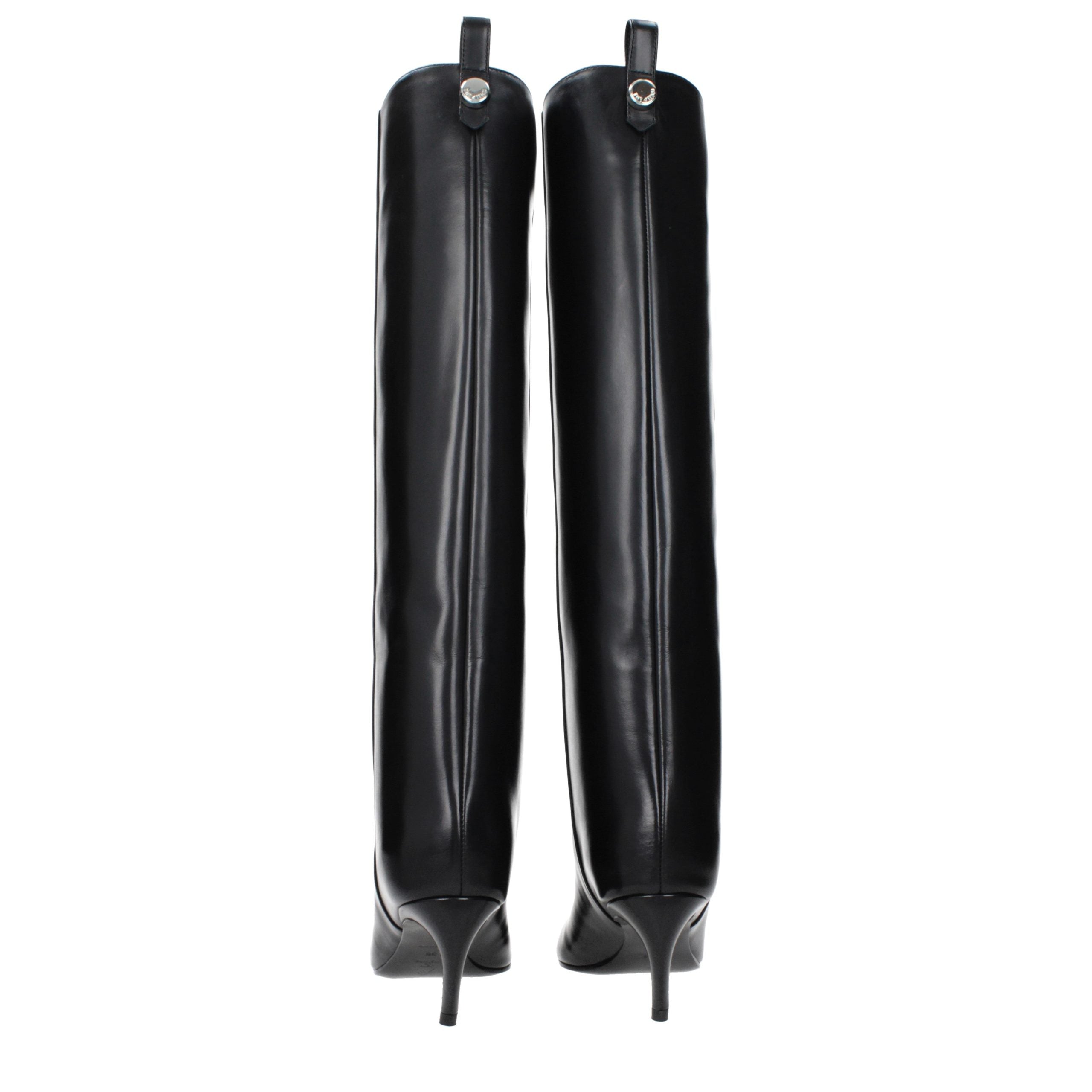 The Attico Black Leather High Heel Boots