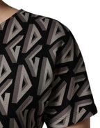 Dolce & Gabbana Black Logo Print Cotton Knee Length Dress