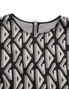 Dolce & Gabbana Black Logo Print Cotton Knee Length Dress