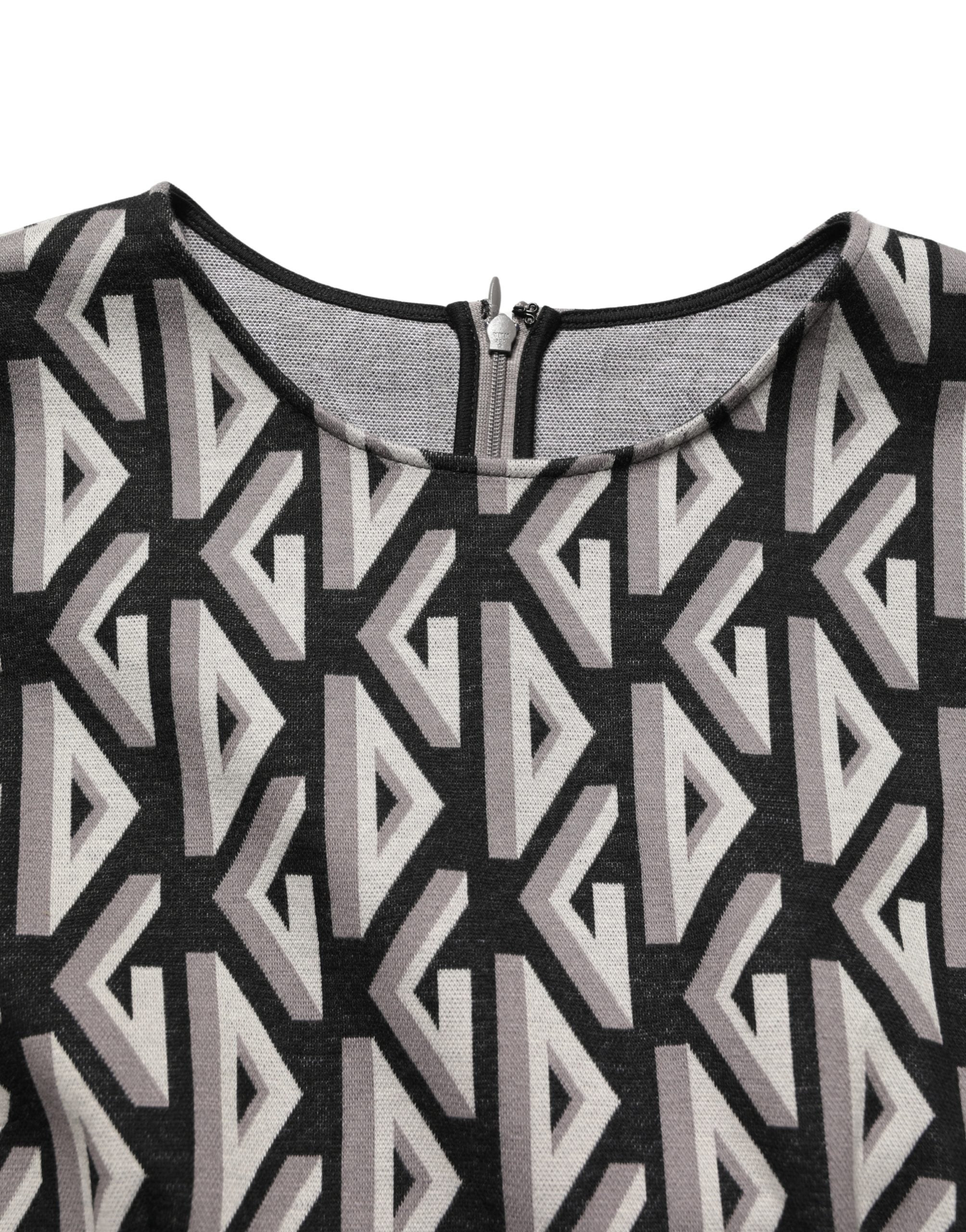 Dolce & Gabbana Black Logo Print Cotton Knee Length Dress