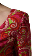 Dolce & Gabbana Red Paisley Floral Print Sheath Midi Dress
