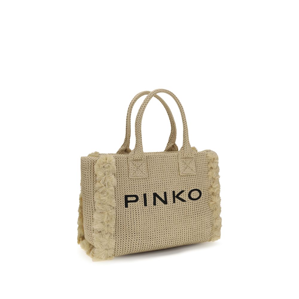PINKO Beige Raffia Shoulder Bag