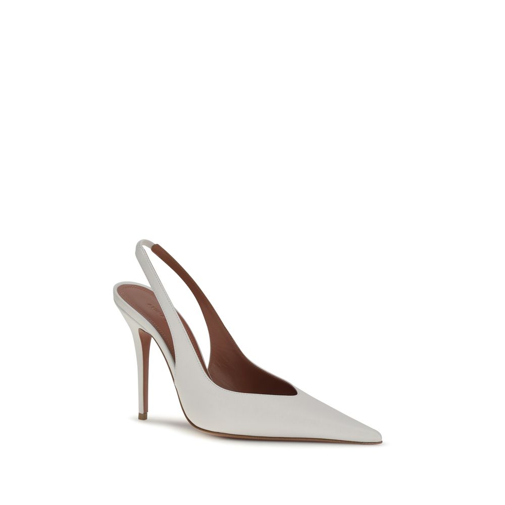 Amina Muaddi White Lamb Ovis Aries Aries Pumps