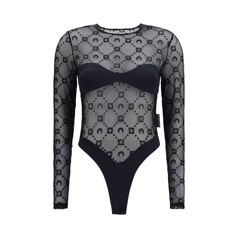 Marine Serre Black Polyamide Bodysuit