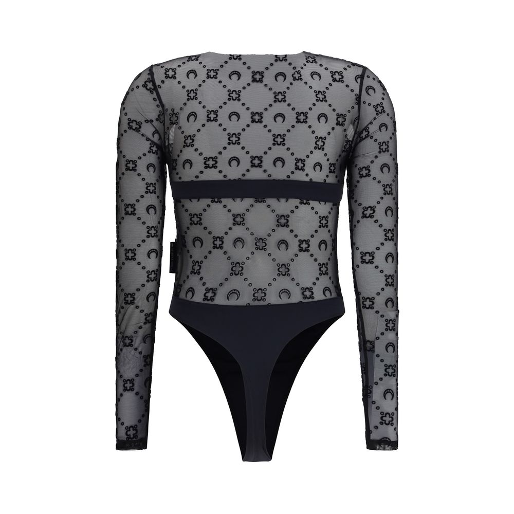 Marine Serre Black Polyamide Bodysuit