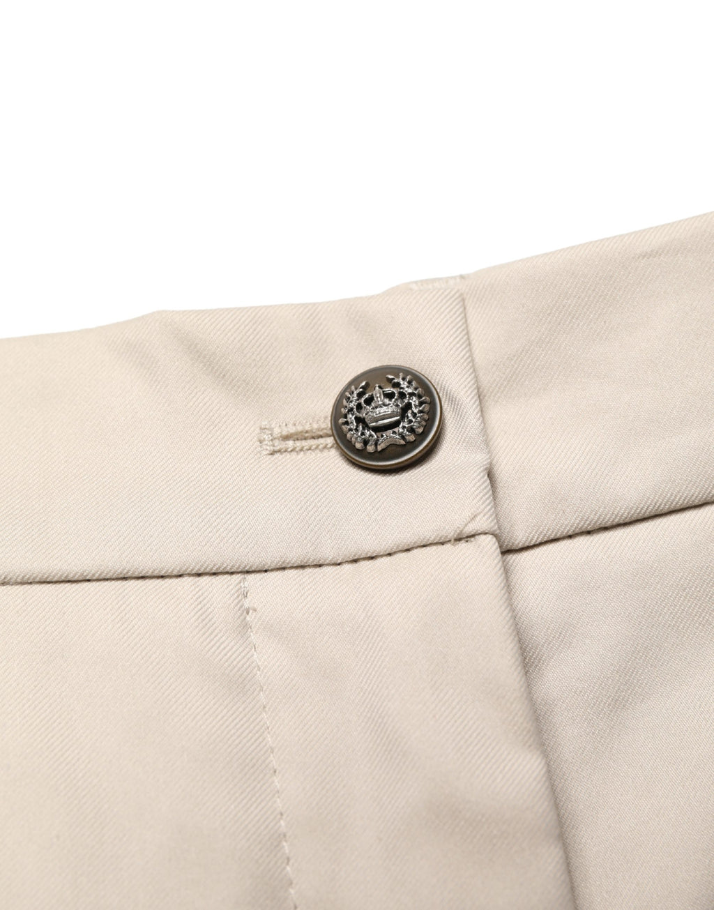 Dolce & Gabbana Beige Cotton Mid Waist Cropped Trouser Pants